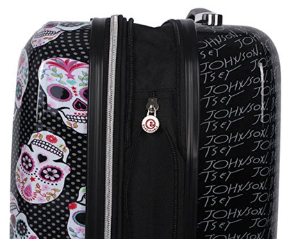 Betsey Johnson 30 Inch Checked Luggage Collection - Expandable Scratch Resistant (ABS + PC) Hardside Suitcase - Designer Lightweight Bag with 8-Rolling Spinner Wheels - color: Skull Party