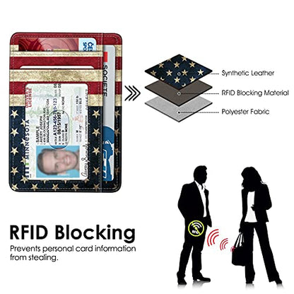 FINTIE Slim Front Pocket Wallet, RFID Blocking Credit Card Holder - color: US-Flag
