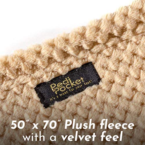 PediPocket Original Patented 50"x70" Cozy Cappuccino Plush Fleece Blanket - color: Cozy Cappuccino