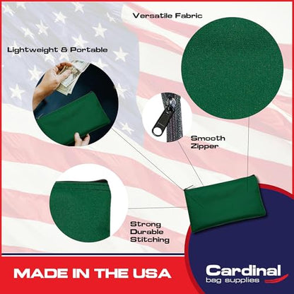 Cloth Zipper Pouch 2-Pack, Forest, 11 x 6 inches - color: Forest Green