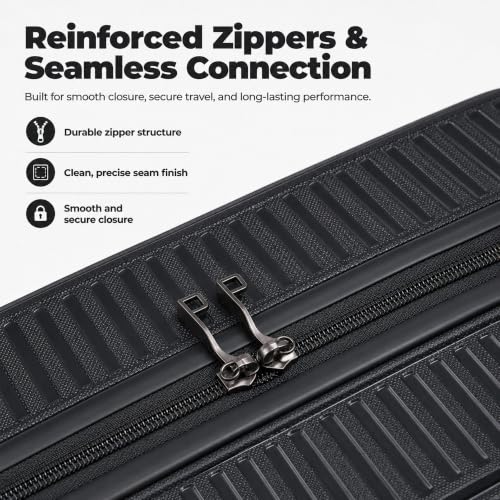 CONCEPTEN Luggage Sets 3 Piece, PP Hardshell Suitcases Set with Wheels - color: Black, size: 3 Piece Sets (21/Db/Tb)