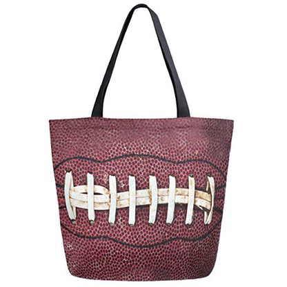 Woman's Close Up of American Football Large Canvas Long Handle Tote Bag