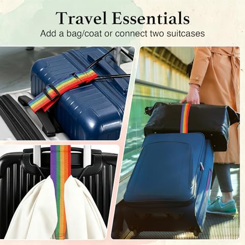 7 Pcs Luggage Connector Straps, Multi Use Strong Adjustable Travel Straps for Multiple Suitcases, Add a Bag Luggage Bungee Connect Straps