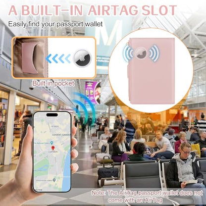Passport Holder for Travel RFID Blocking Passport Wallet Cover - color: Pink