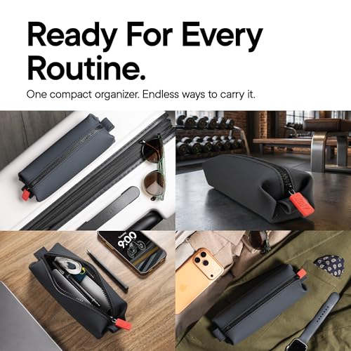 TOOLETRIES The Koby Dopp Kit Toiletry Bag- Mini 8.5" x 2.75" x 2", Charcoal - color: Charcoal, size: Mini 8.5” x 2.75” x 2”