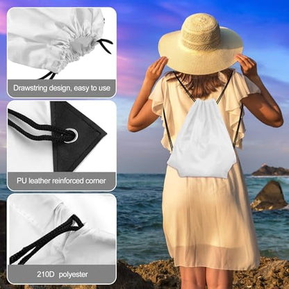 KUUQA 2 Pcs White Drawstring Backpack | Bulk Sports Cinch Bags, String Backpack Storage Bags, For Gym Traveling - color: White
