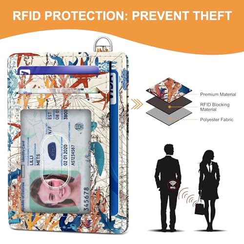 SEAVILIA Small Credit Card Holder for Women, Slim RFID Blocking Wallet - color: Sea Turtle