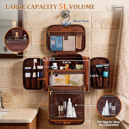 Thoughtful Christmas Mens Gifts for Him Large Hanging Toiletry Bag K - color: Cognac, style: K