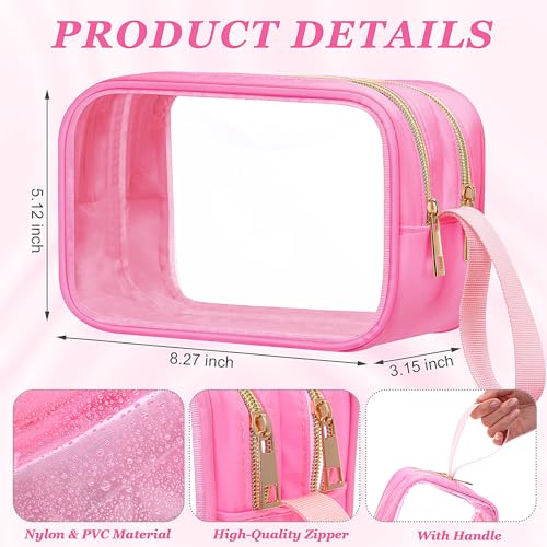 Weewooday Clear Makeup Bag Double Layer Sided Cosmetic Bag, Pink - color: Pink