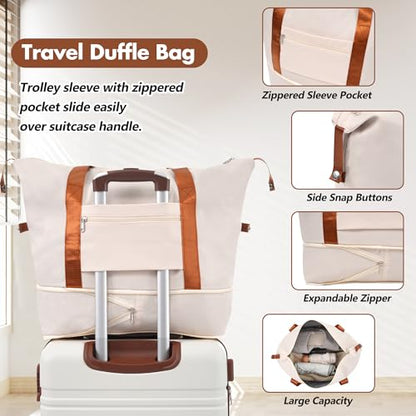 Merax 24 IN Luggage with Bags, Suitcase with Spinner Wheels - color: White(24 IN+Bags)