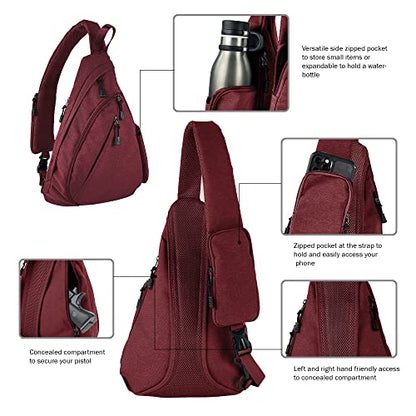 JESSIE & JAMES Peyton Crossbody Sling Backpack Concealed Carry Purse For Women Men Outdoor Chest Bag Shoulder Backpack - color: Red