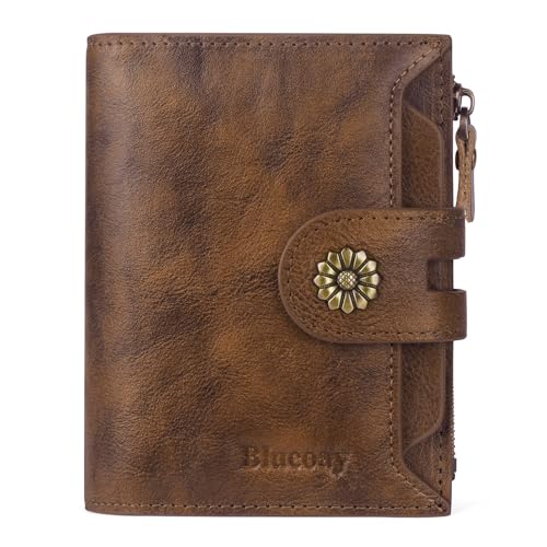 Wallet Women,RFID Blocking Leather Womens Wallet Bifold Compact Card Holder Small Wallet for Women with Removable ID Window Darkbrown - color: a3-darkbrown