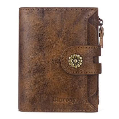Wallet Women,RFID Blocking Leather Womens Wallet Bifold Compact Card Holder Small Wallet for Women with Removable ID Window Darkbrown - color: a3-darkbrown