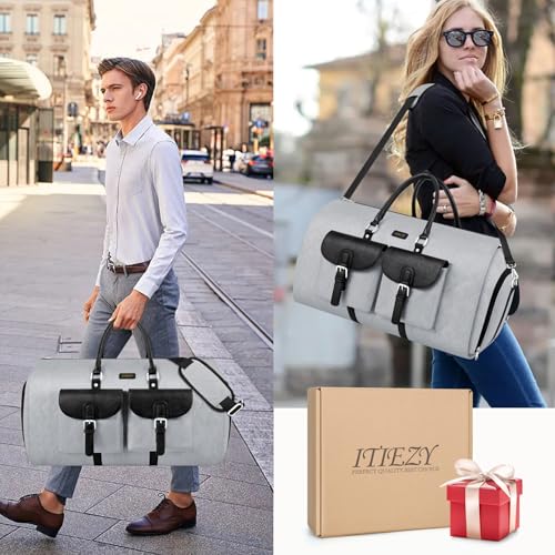 Garment Bag for Travel Convertible Carry on Travel Duffel Bag for Men Women - color: A04-Grey