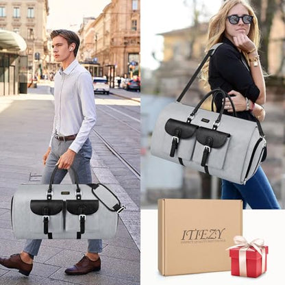 Garment Bag for Travel Convertible Carry on Travel Duffel Bag for Men Women - color: A04-Grey