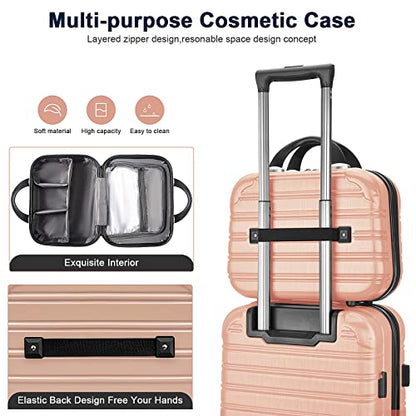 14 inch Hard Shell Makeup Train Case Portable PC ABS Mini Suitcase - color: pink