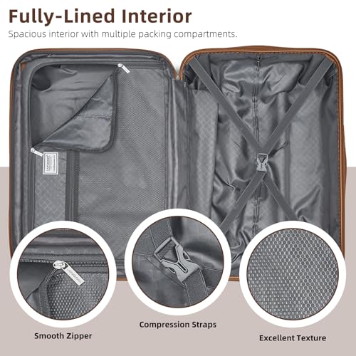 LARVENDER Expandable Carry on Luggage 22x14x9 Airline Approved, Maple - color: Maple 20inch, size: 20 Inch( Carry-on)