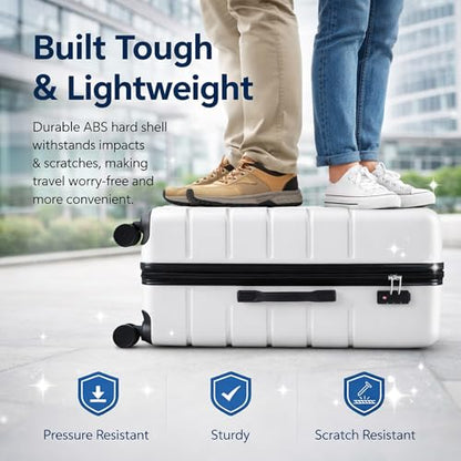 20 Inch Carry-On Luggage, Expandable, White - color: White, size: 20 Inch