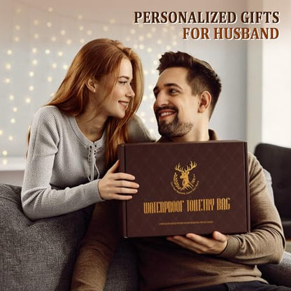 Useful Christmas Birthday Gift for Men Unique Leather Toiletry Bag Q - color: Tawny, style: Q
