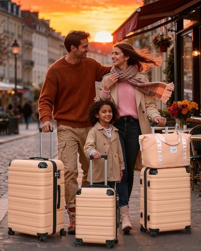 TAKUMI Luggage Sets, Hardside Suitcases with Wheels, Pink, 5 Piece - color: PINK, size: 5 Piece Set