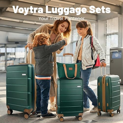 5 Piece Luggage Sets, Suitcases with Wheels ABS Hardshell Carry-On for Family and Business Travel | TSA Lock, 360° Silent Spinner Wheels(20/24/28/DB/TB Green) - color: Dark Green, size: 5 Piece Set (20/24/28/DB/TB)