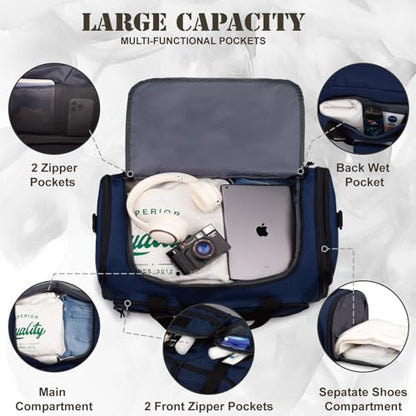 Tactical Duffle Bag for Men,52L Expandable Carry On Duffel Bag for Travel - color: Blue