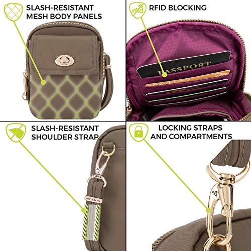 Travelon Anti-Theft Tailored Crossbody Phone Pouch - color: Sable
