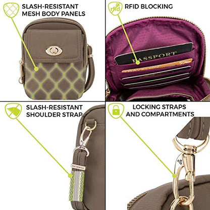 Travelon Anti-Theft Tailored Crossbody Phone Pouch - color: Sable