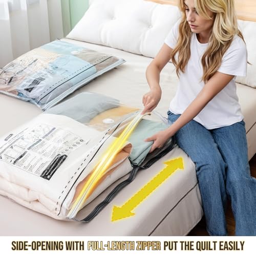 TAILI 6 Pack Vacuum Storage Bags, 2 Size Combo(3 Large+3 Jumbo), Clear - size: 6 Combo