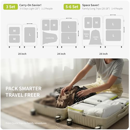 Cipway Compression Packing Cubes Set (White 6pcs) - color: White, size: 6PCS