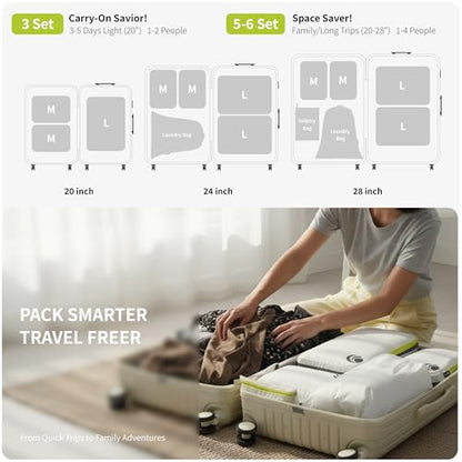 Cipway Compression Packing Cubes Set (White 6pcs) - color: White, size: 6PCS