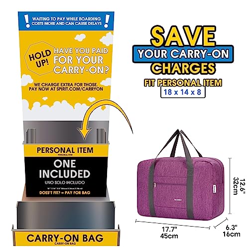 Narwey Personal Item Travel Bag, Foldable Carry on Duffle Bag for Women Men - color: AA-Thick Dark Purple