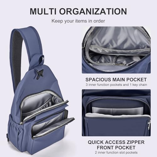 AOTIAN Crossbody Sling Backpack Sling Bag Travel Hiking Chest Bag Daypack - color: Blue Grey