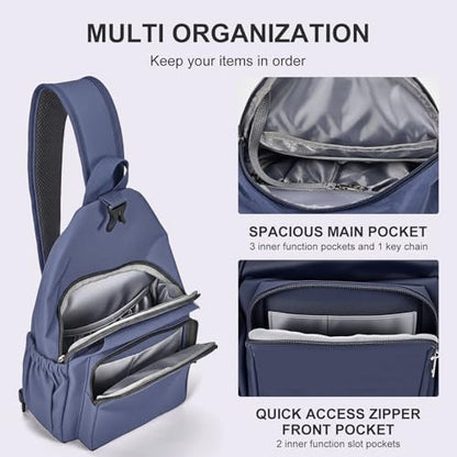 AOTIAN Crossbody Sling Backpack Sling Bag Travel Hiking Chest Bag Daypack - color: Blue Grey