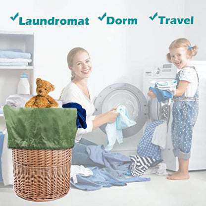 Coomee Heavy Duty Laundry Bag, 2 Pack XL Nylon Laundry Bags with Straps - color: Green, size: 41" x 28" x 1"