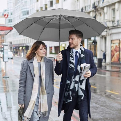 G4Free 54/62 Inch Large Inverted Golf Umbrella Windproof Reflective Stripe - color: Grey, size: 54 inch