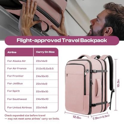 Large Travel Backpack for Women, Tsa Flight Approved Big Carry on Backpack - color: Pink, size: XX-Large