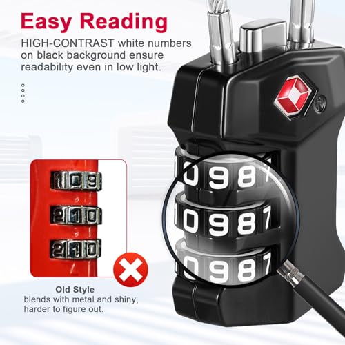 ZHEGE TSA Approved Locks for Luggage Resettable (Black, 2 Pack) - color: 2P, New Black