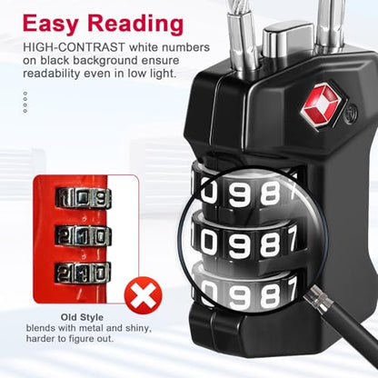 ZHEGE TSA Approved Locks for Luggage Resettable (Black, 2 Pack) - color: 2P, New Black