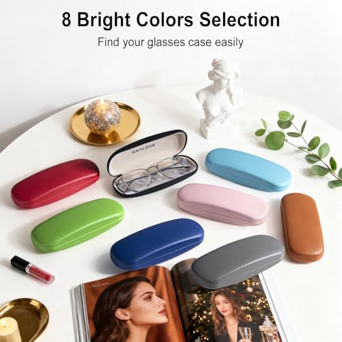 RayLove Unisex Hard Shell Eyeglasses Cases, Protective Case For Glasses - color: 2, Blue Blue-litchi Texture