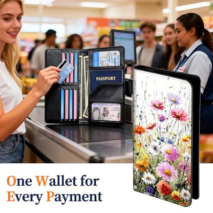 Passport Wallet for Women,Travel Wallet Passport Holder RFID Blocking