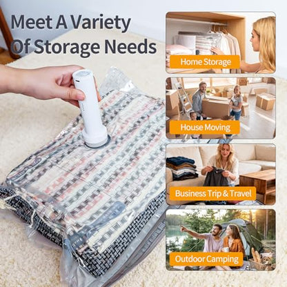 15 Pack Vacuum Storage Bags for Clothes with Pump, Vacuum Bags for Travel - size: 15 Pack Travel Size