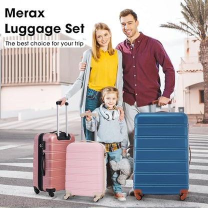 Merax Luggage Set 2 Piece 20 28 IN Hardside Suitcase with Bag,Light Pink - color: Light Pink(20+28+bag)