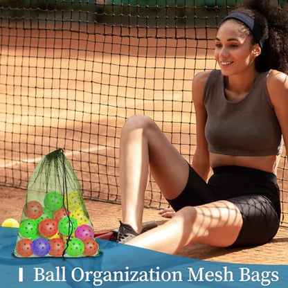 6 Pack Mesh Drawstring Bags with Lock, 14x17 for Gym, Beach, Laundry - color: Green