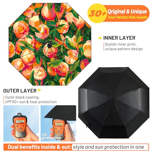 SY COMPACT Travel Umbrella - Windproof Automatic Compact Umbrellas for Rain - color: UPF-Peach