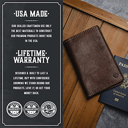 Leather Passport Holder for Men | Made in USA | 3.5" x 5.5" Field Notes Cover | Avalanche Gray - color: Avalanche Gray
