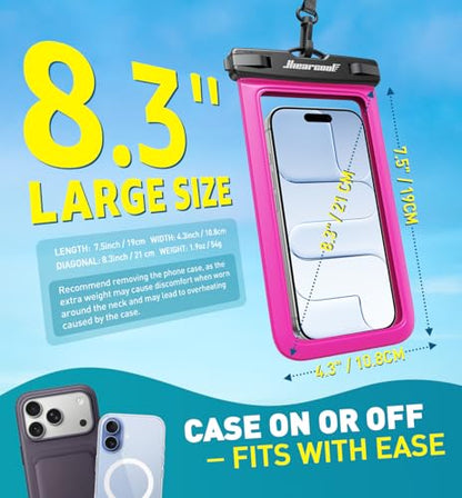 Hiearcool Waterproof Phone Pouch, Waterproof Phone Case, Clear&Bright Red - color: Clear&Bright Red