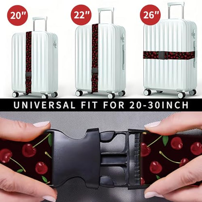 Luggage Straps for Suitcases, Heavy Duty Travel Belt with Quick-Release Buckle, Adjustable Suitcase Strap, Cute Luggage Accessories for Travel Cute Cherries - color: Cute Cherries