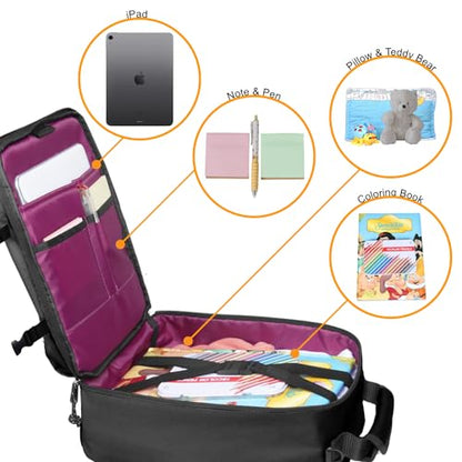 Kids Travel Backpack for Ages 3-6 | Lightweight Suitcase Style Carry-On | 10L Weekender with Tablet Sleeve & Chest Strap | Black - color: Black