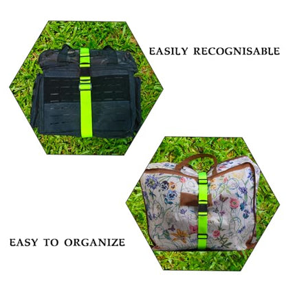 MAGARROW 1.5" Utility Luggage Straps with Buckle Adjustable, 4-Pack (Neon Green, 5.4 feet Long) - color: Neon Green, size: 1.5 in x 5.4 ft